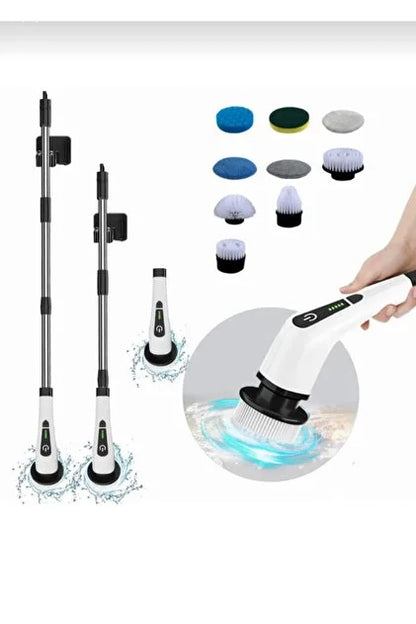Şarjlı Elektrikli Temizlik Fırçası | Turbo Dönüş |9 Değiştirilebilir Başlık | Mutfak & Banyo | Çok amaçlı Temizlik